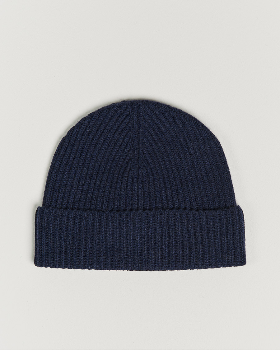 Hombres | Johnstons of Elgin Cashmere Ribbed Hat Navy | Johnstons of Elgin | Cashmere Ribbed Hat Navy