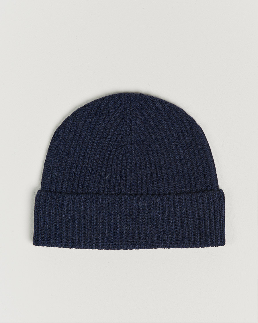 Hombres | Johnstons of Elgin Cashmere Ribbed Hat Navy | Johnstons of Elgin | Cashmere Ribbed Hat Navy
