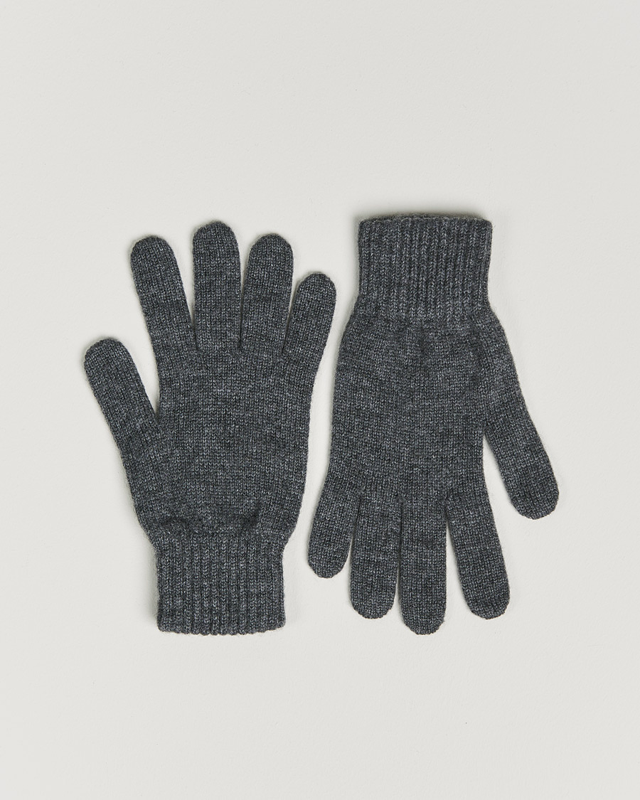 Hombres | Johnstons of Elgin Knitted Cashmere Gloves Dark Granite | Johnstons of Elgin | Knitted Cashmere Gloves Dark Granite