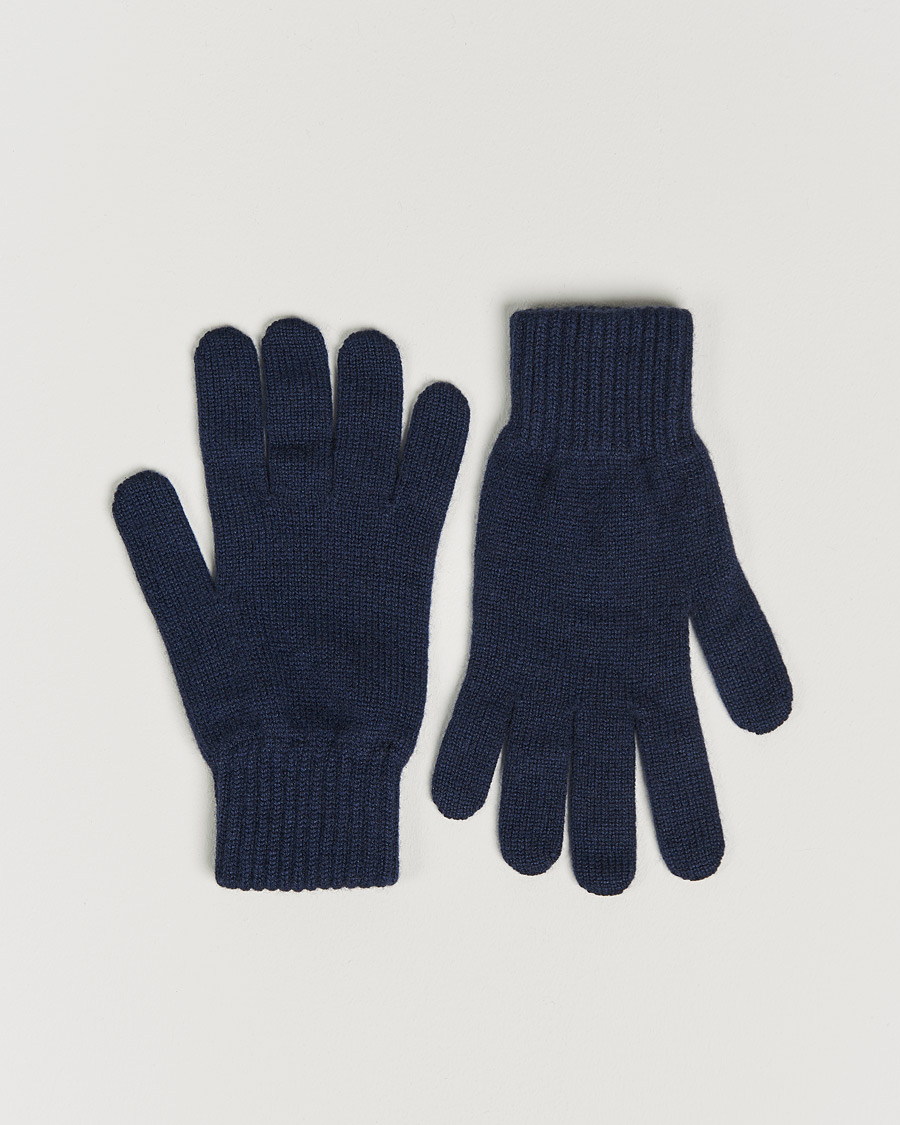 Hombres | Johnstons of Elgin Knitted Cashmere Gloves Navy | Johnstons of Elgin | Knitted Cashmere Gloves Navy