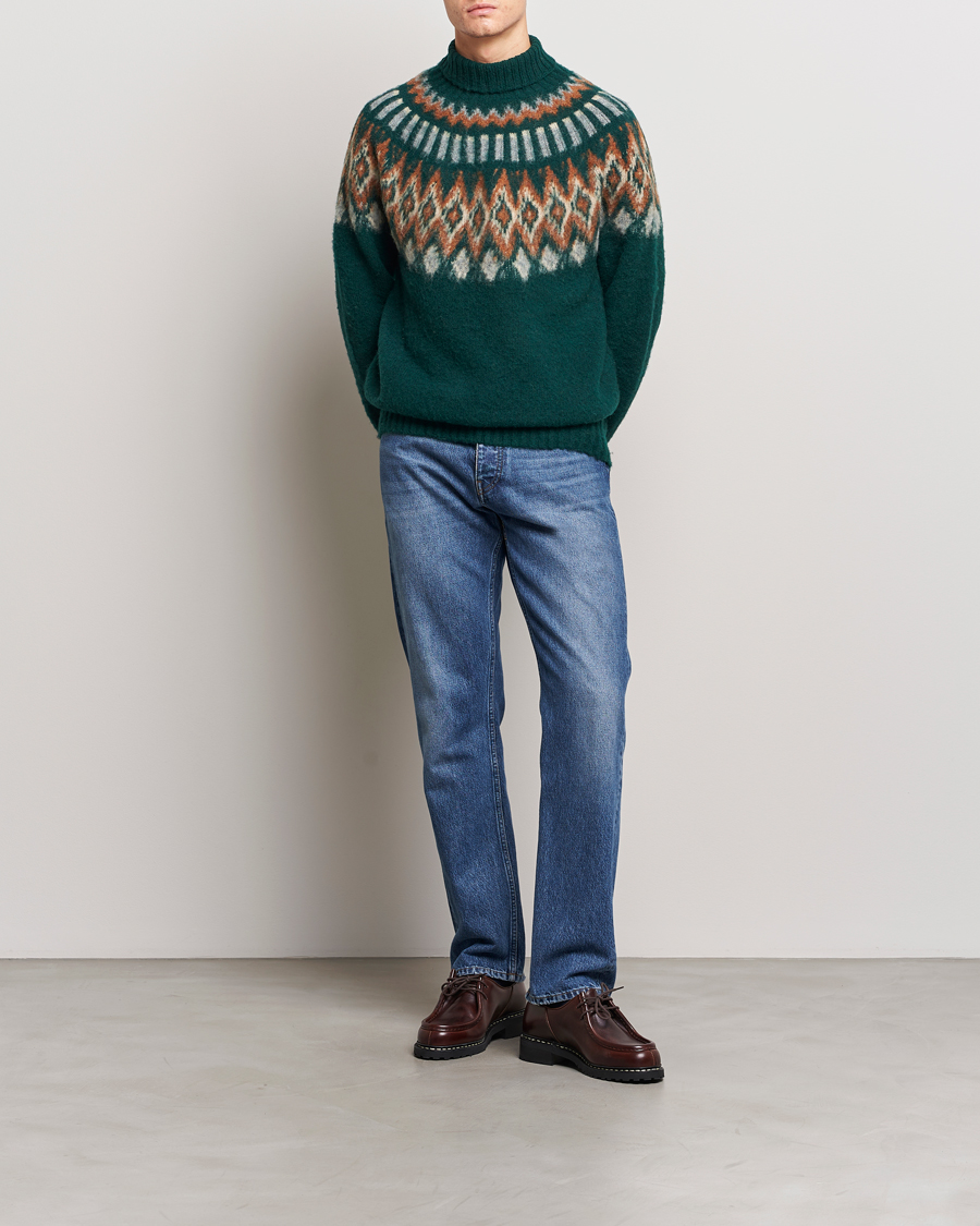 Hombres | Jerséis y prendas de punto | Howlin' | Brushed Wool Fair Isle Roll Neck Forest