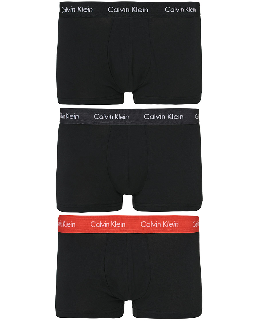 Hombres | Ropa interior y calcetines | Calvin Klein | Cotton Stretch 3-Pack Low Rise Trunk Black/Coral/Grey
