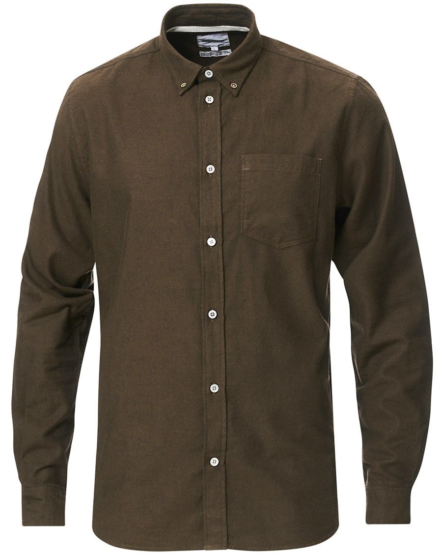 Hombres | Camisas | Norse Projects | Anton Brushed Flannel Shirt Dark Green