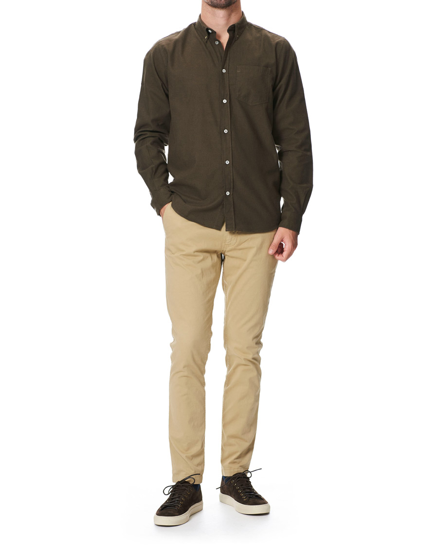 Hombres | Camisas | Norse Projects | Anton Brushed Flannel Shirt Dark Green