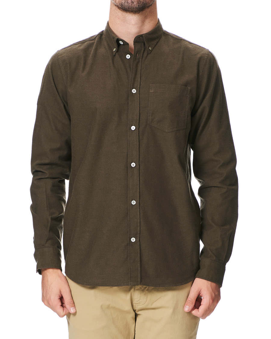 Hombres | Camisas | Norse Projects | Anton Brushed Flannel Shirt Dark Green