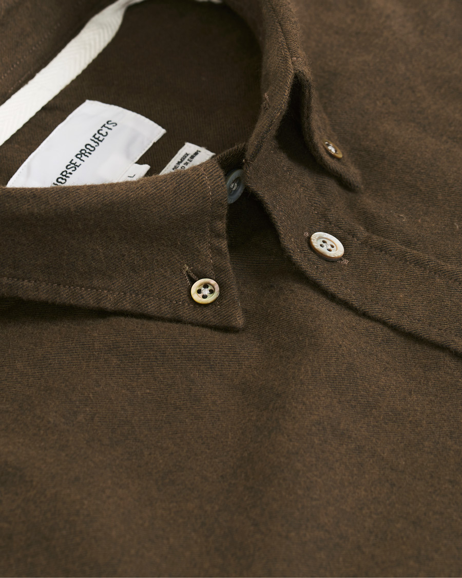 Hombres | Camisas | Norse Projects | Anton Brushed Flannel Shirt Dark Green