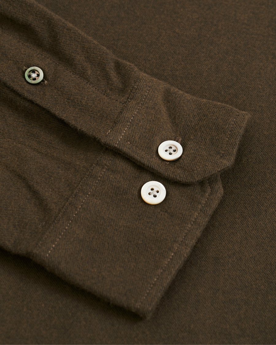 Hombres | Camisas | Norse Projects | Anton Brushed Flannel Shirt Dark Green