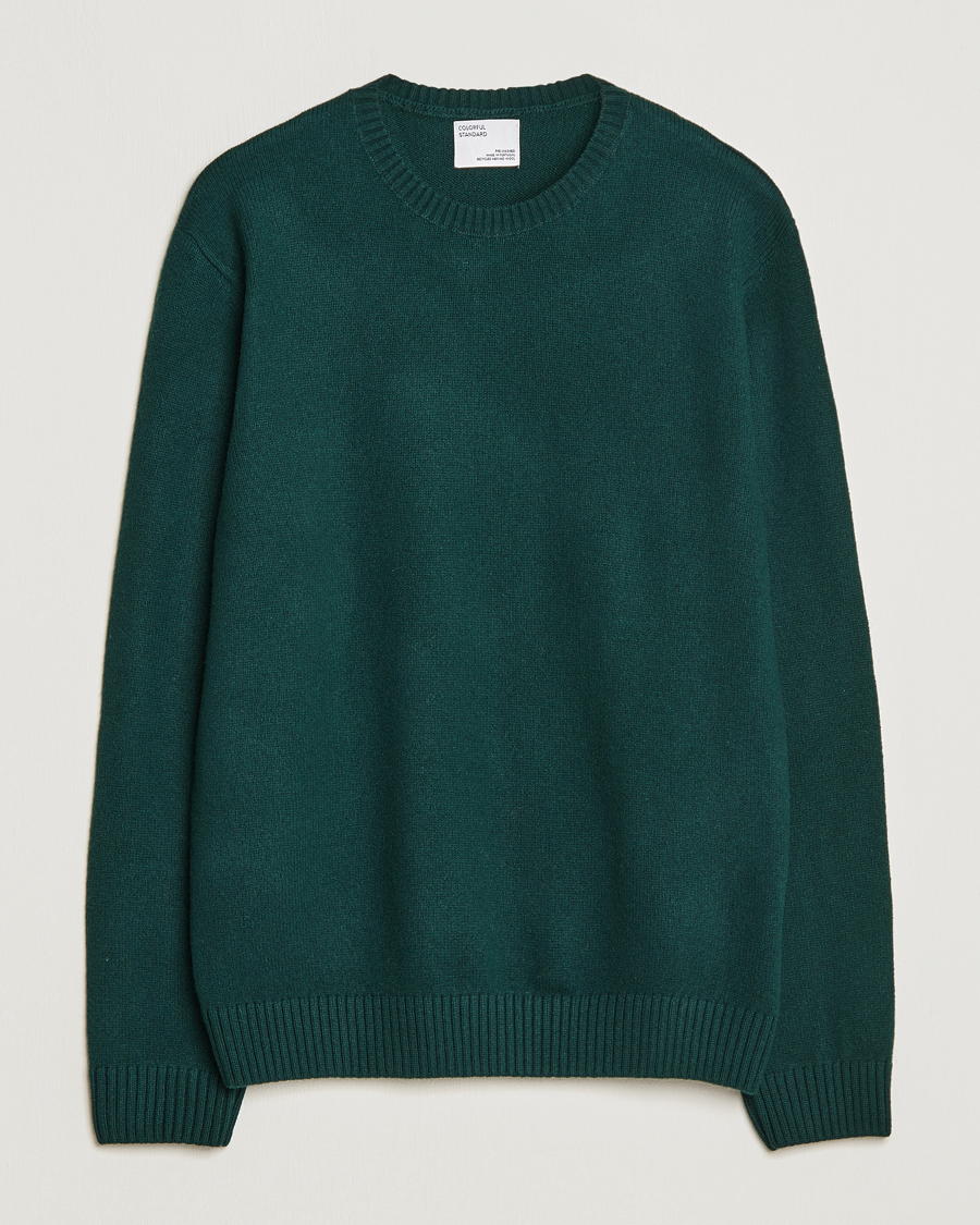 Hombres | Jerséis y prendas de punto | Colorful Standard | Classic Merino Wool Crew Neck Emerald Green