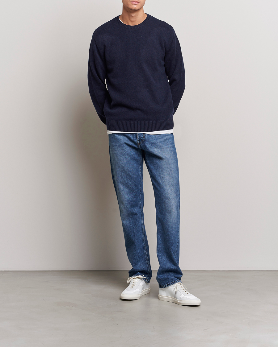 Hombres | Jerséis y prendas de punto | Colorful Standard | Classic Merino Wool Crew Neck Navy Blue