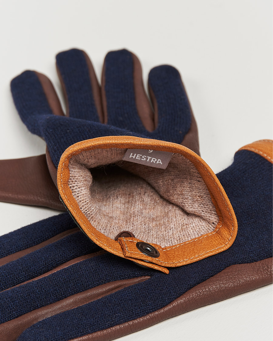 Hombres | Business & Beyond | Hestra | Deerskin Wool Tricot Glove Blue/Brown