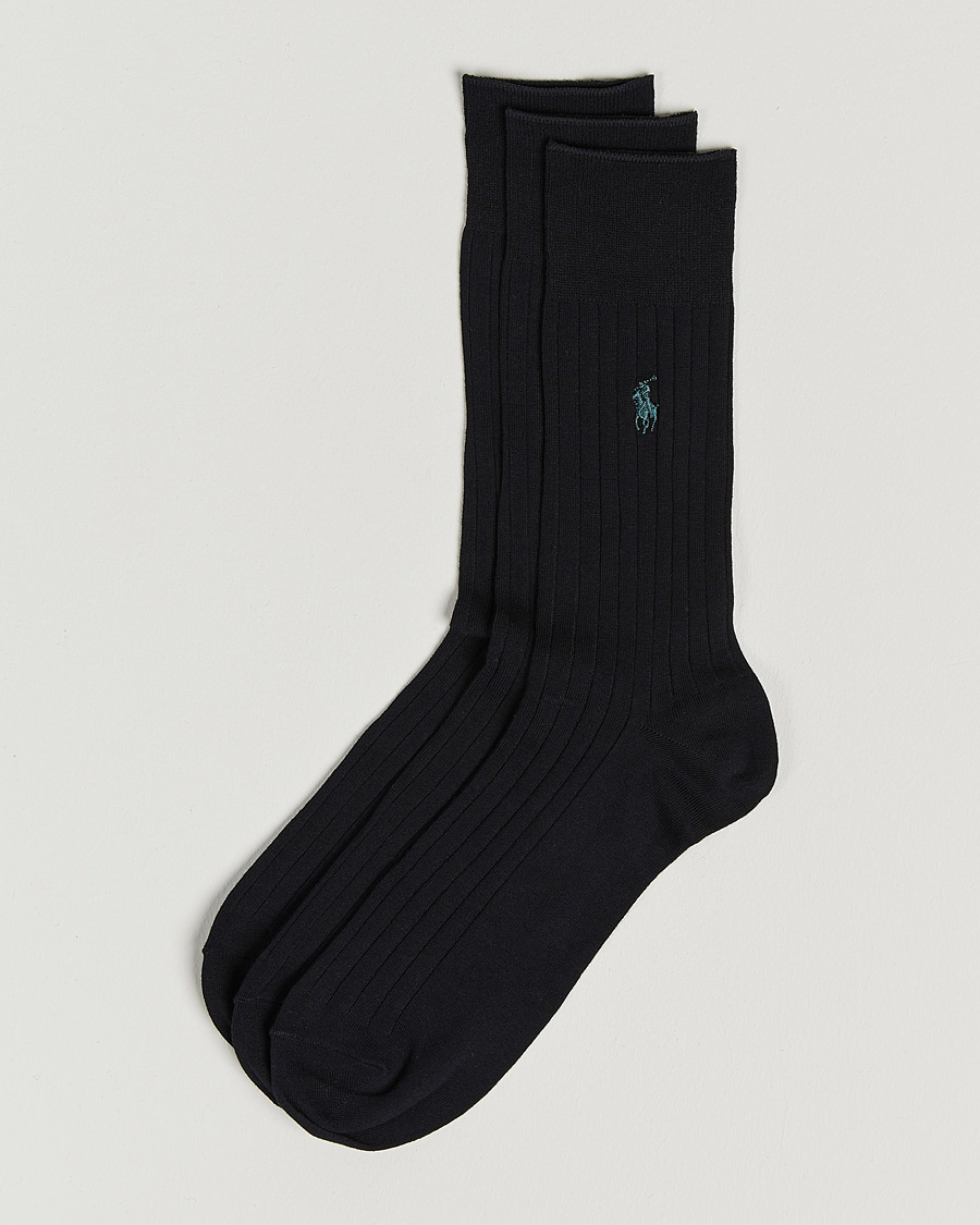 Hombres | Ropa interior y calcetines | Polo Ralph Lauren | 3-Pack Egyptian Rib Crew Socks Black