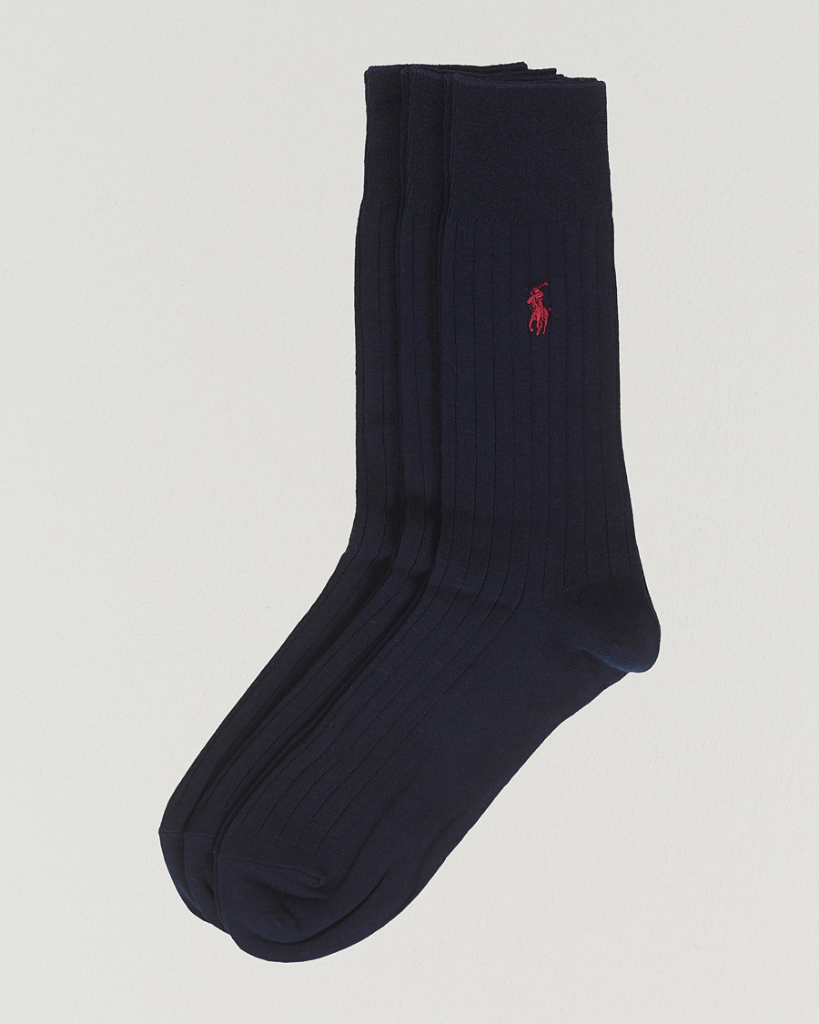 Hombres | Ropa interior y calcetines | Polo Ralph Lauren | 3-Pack Egyptian Rib Crew Socks Navy