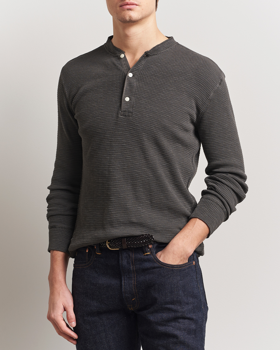 Hombres | Jerséis y prendas de punto | RRL | Long Sleeve Henley Faded Black