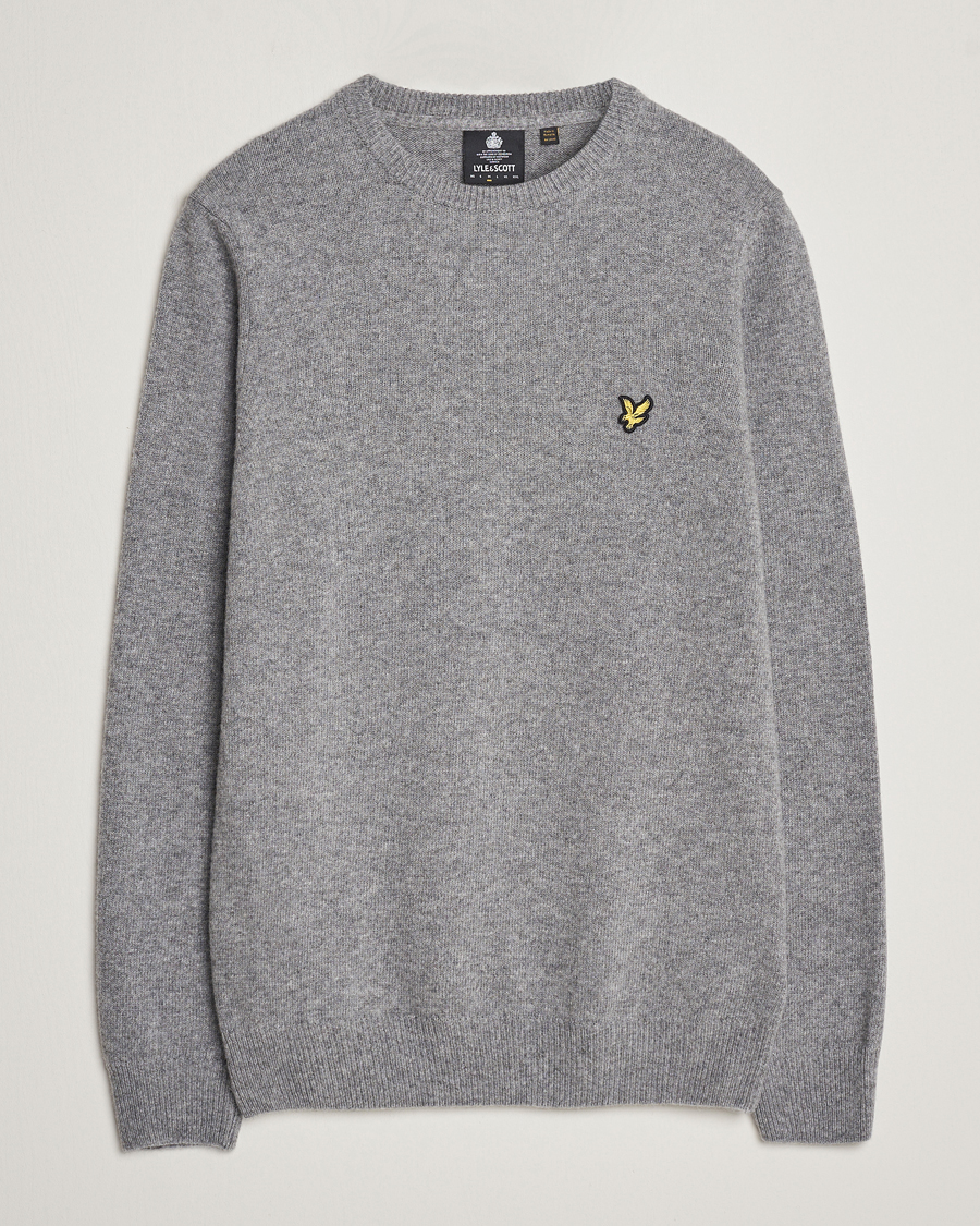 Hombres | Jerséis y prendas de punto | Lyle & Scott | Lambswool Crew Neck Pullover Mid Grey Melange