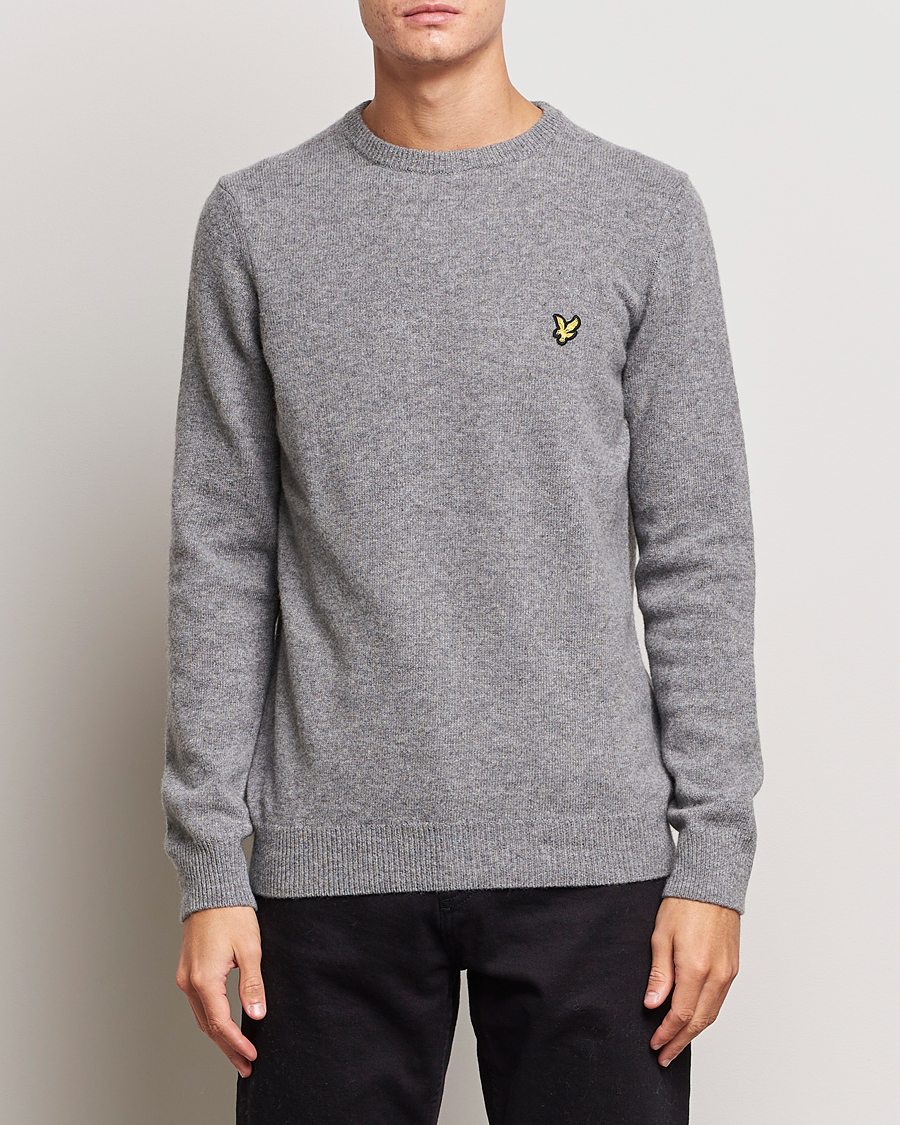 Hombres | Jerséis y prendas de punto | Lyle & Scott | Lambswool Crew Neck Pullover Mid Grey Melange
