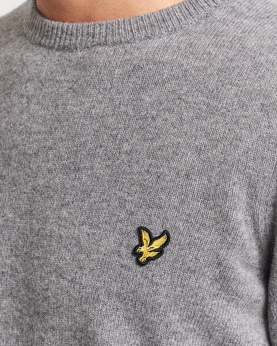 Hombres | Jerséis y prendas de punto | Lyle & Scott | Lambswool Crew Neck Pullover Mid Grey Melange