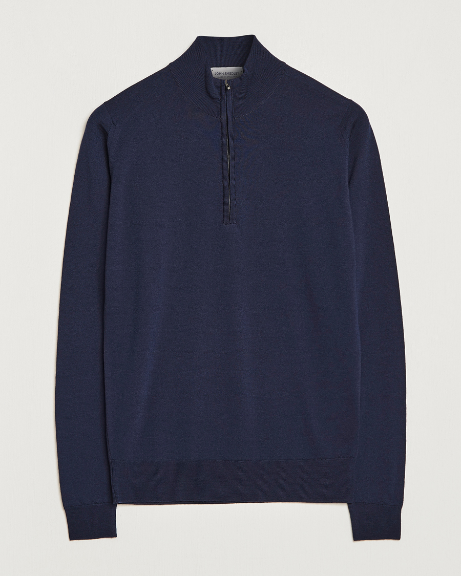 Hombres | Jerséis y prendas de punto | John Smedley | Barrow Extra Fine Merino Half Zip Midnight