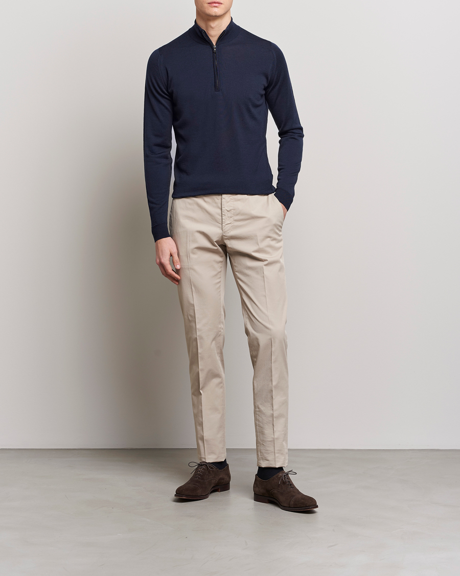 Hombres | Jerséis y prendas de punto | John Smedley | Barrow Extra Fine Merino Half Zip Midnight