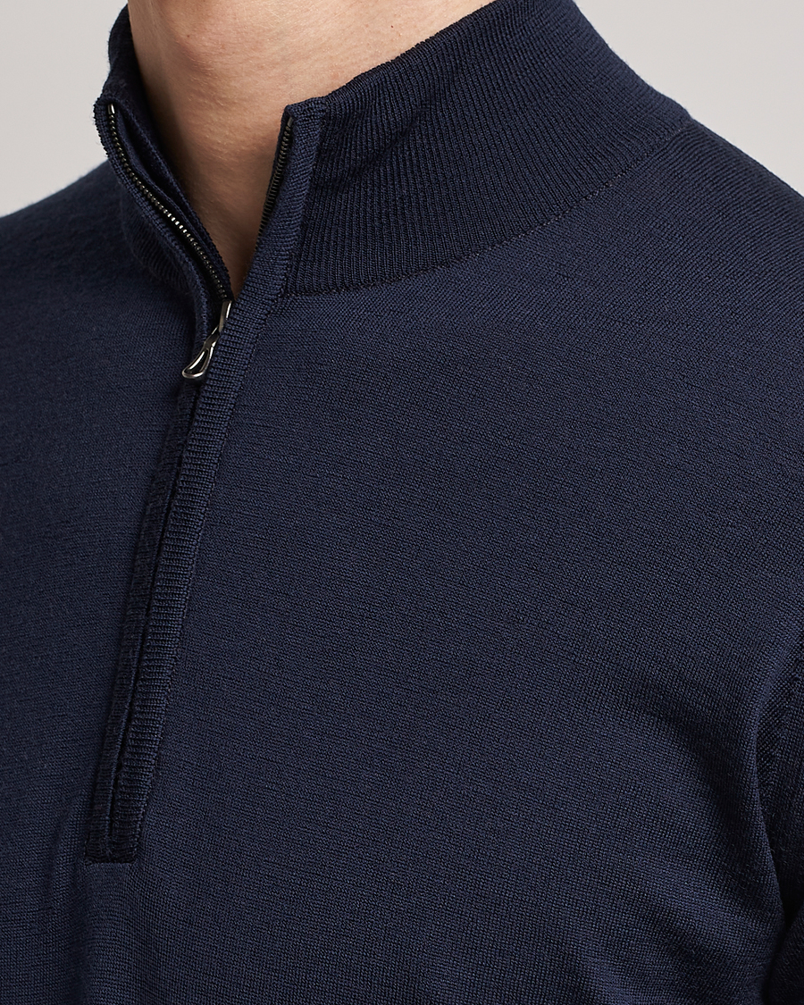 Hombres | Jerséis y prendas de punto | John Smedley | Barrow Extra Fine Merino Half Zip Midnight