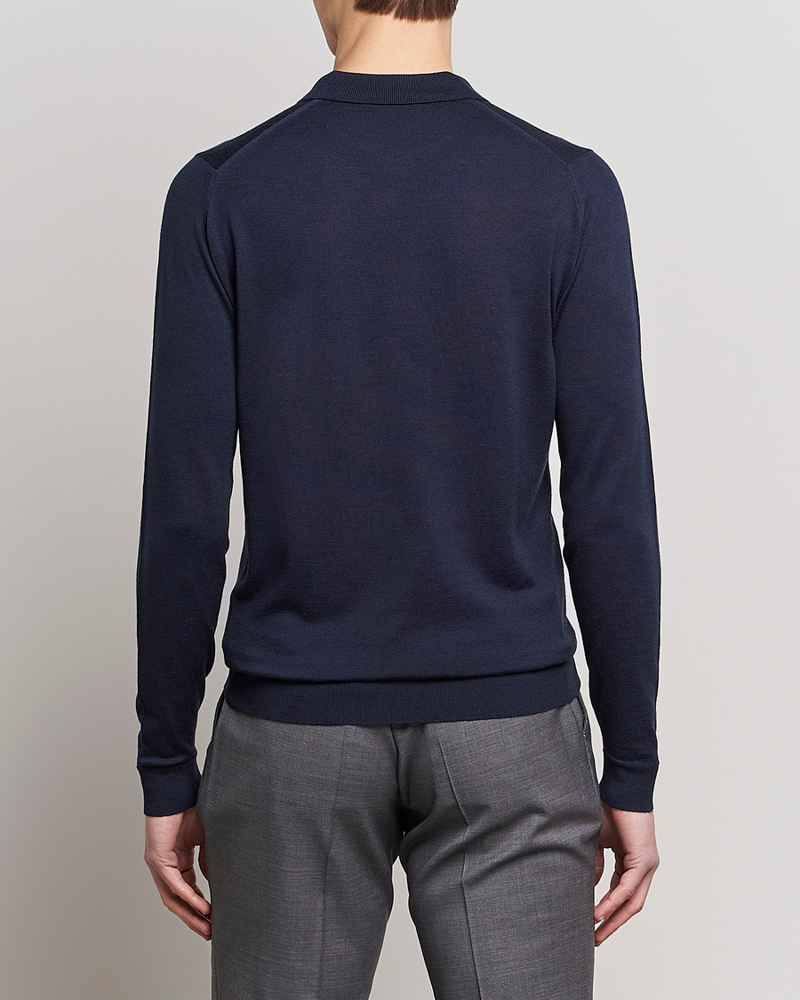 Hombres | Jerséis y prendas de punto | John Smedley | Belper Extra Fine Merino Polo Pullover Midnight