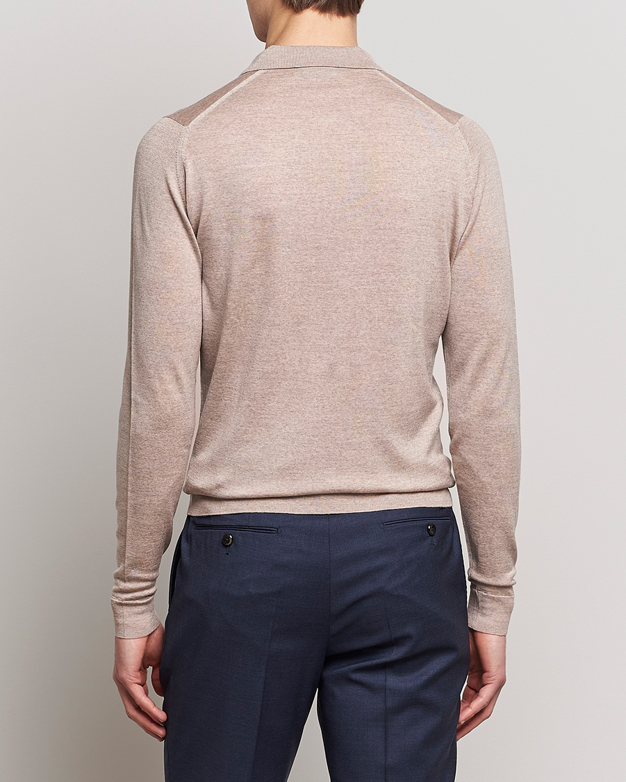 Hombres | Jerséis y prendas de punto | John Smedley | Belper Extra Fine Merino Polo Pullover Soft Fawn