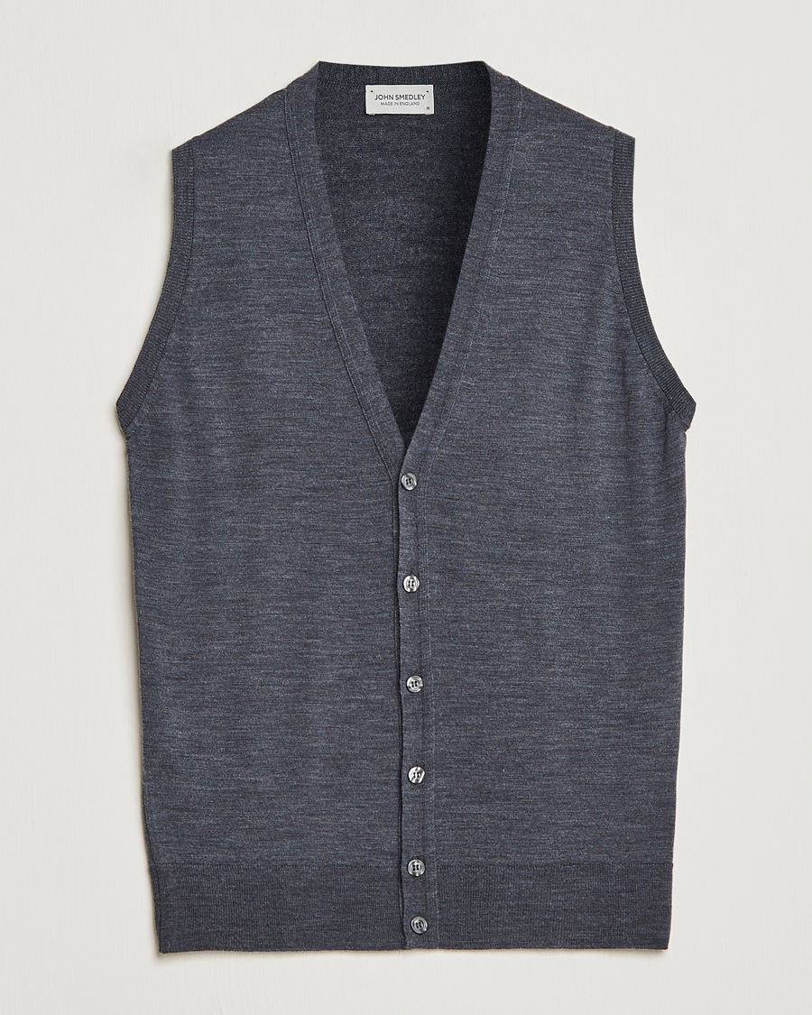 Hombres | Jerséis y prendas de punto | John Smedley | Huntswood Slim Fit Waistcoat Charcoal