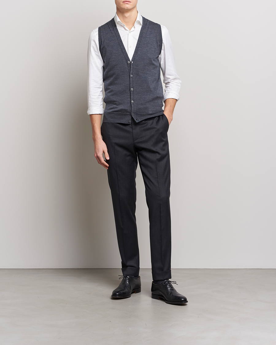 Hombres | Jerséis y prendas de punto | John Smedley | Huntswood Slim Fit Waistcoat Charcoal