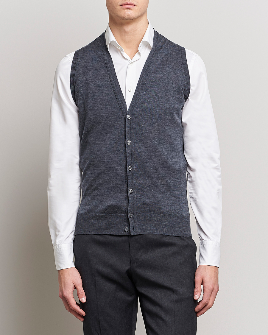 Hombres | Jerséis y prendas de punto | John Smedley | Huntswood Slim Fit Waistcoat Charcoal