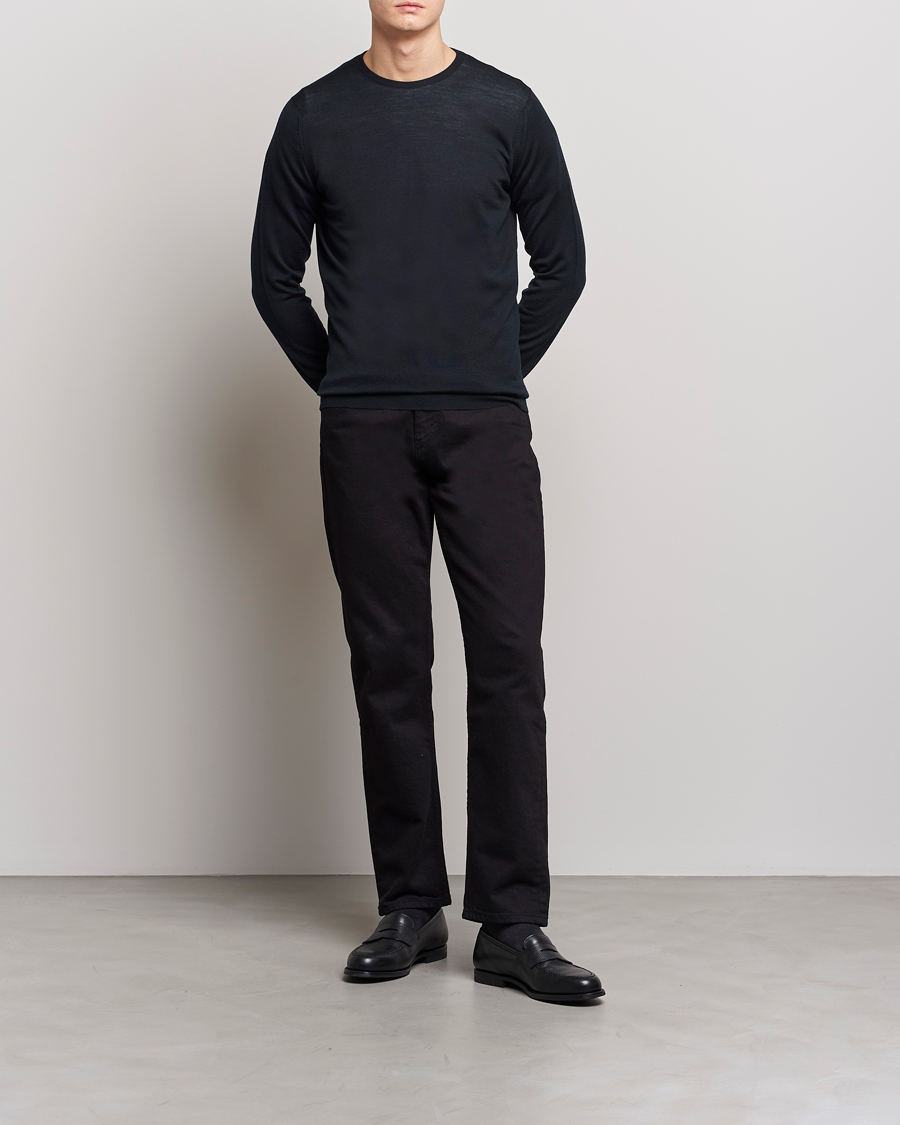 Hombres | Jerséis y prendas de punto | John Smedley | Lundy Extra Fine Merino Crew Neck Black