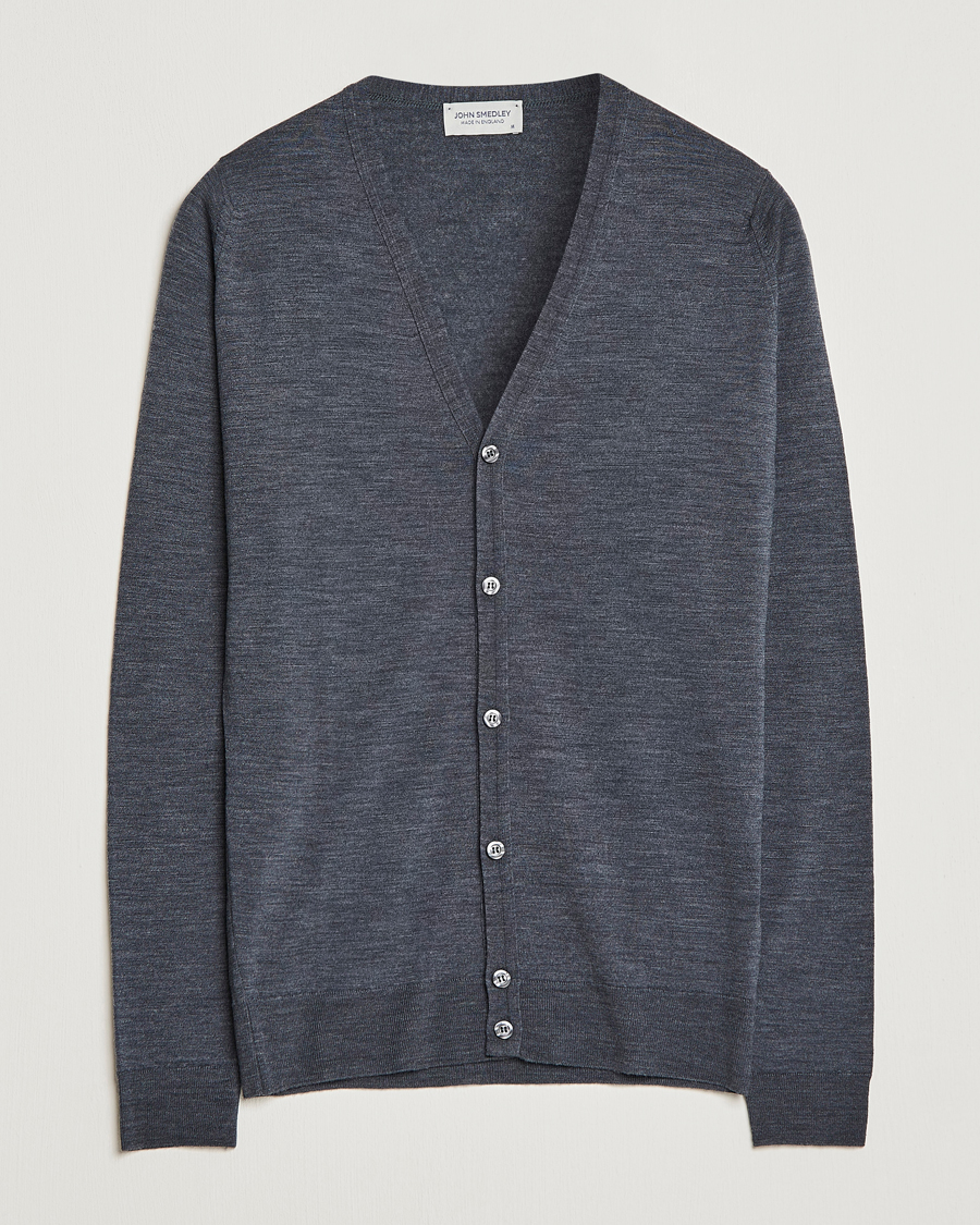 Hombres | Jerséis y prendas de punto | John Smedley | Petworth Extra Fine Merino Cardigan Charcoal