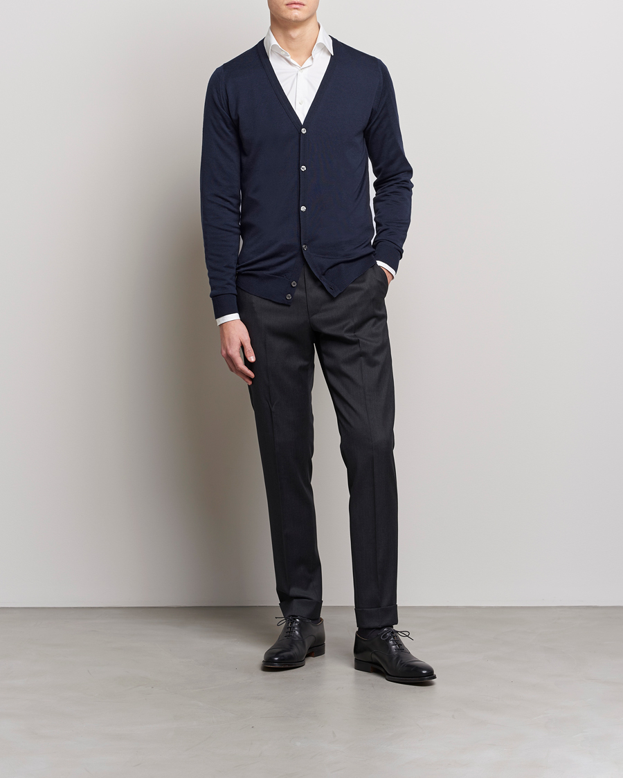 Hombres | Jerséis y prendas de punto | John Smedley | Petworth Extra Fine Merino Cardigan Midnight