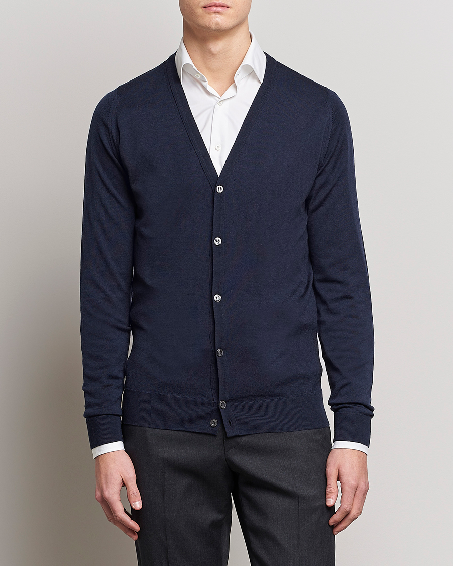 Hombres | Jerséis y prendas de punto | John Smedley | Petworth Extra Fine Merino Cardigan Midnight