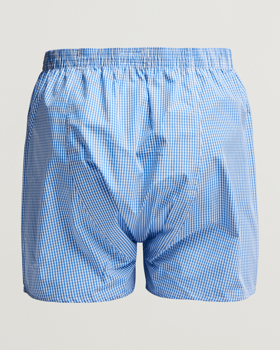 Hombres | Ropa interior y calcetines | Derek Rose | Classic Fit Cotton Boxer Shorts Blue Gingham