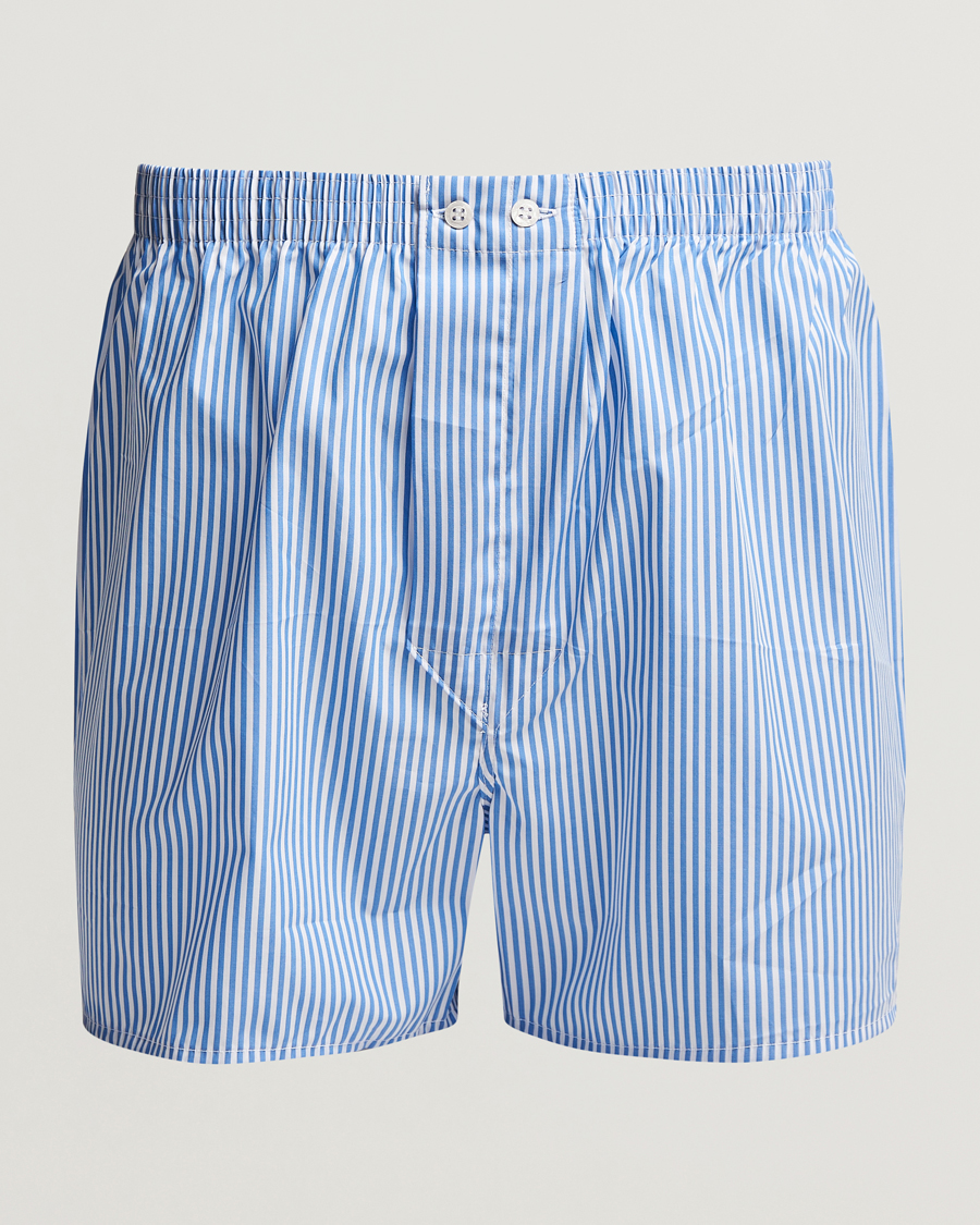 Hombres | Ropa interior y calcetines | Derek Rose | Classic Fit Cotton Boxer Shorts Blue Stripe