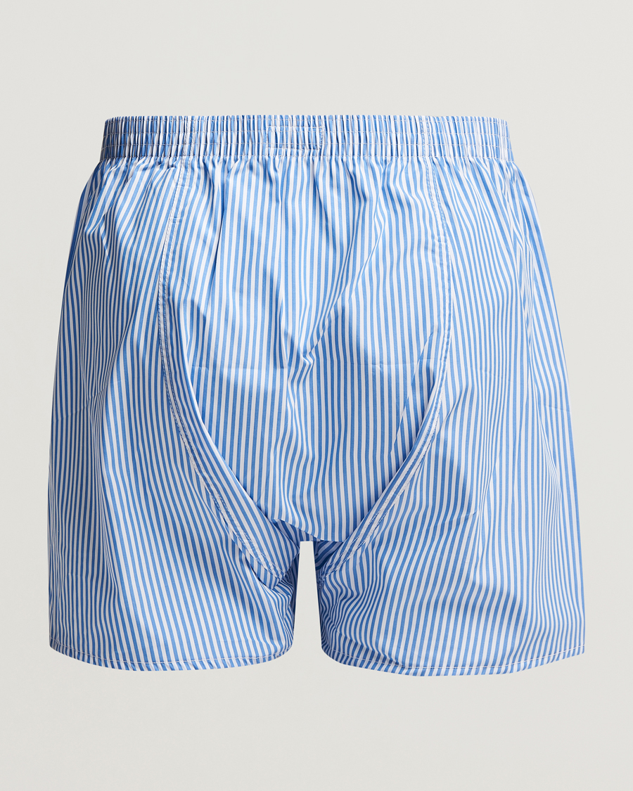 Hombres | Derek Rose | Derek Rose | Classic Fit Cotton Boxer Shorts Blue Stripe