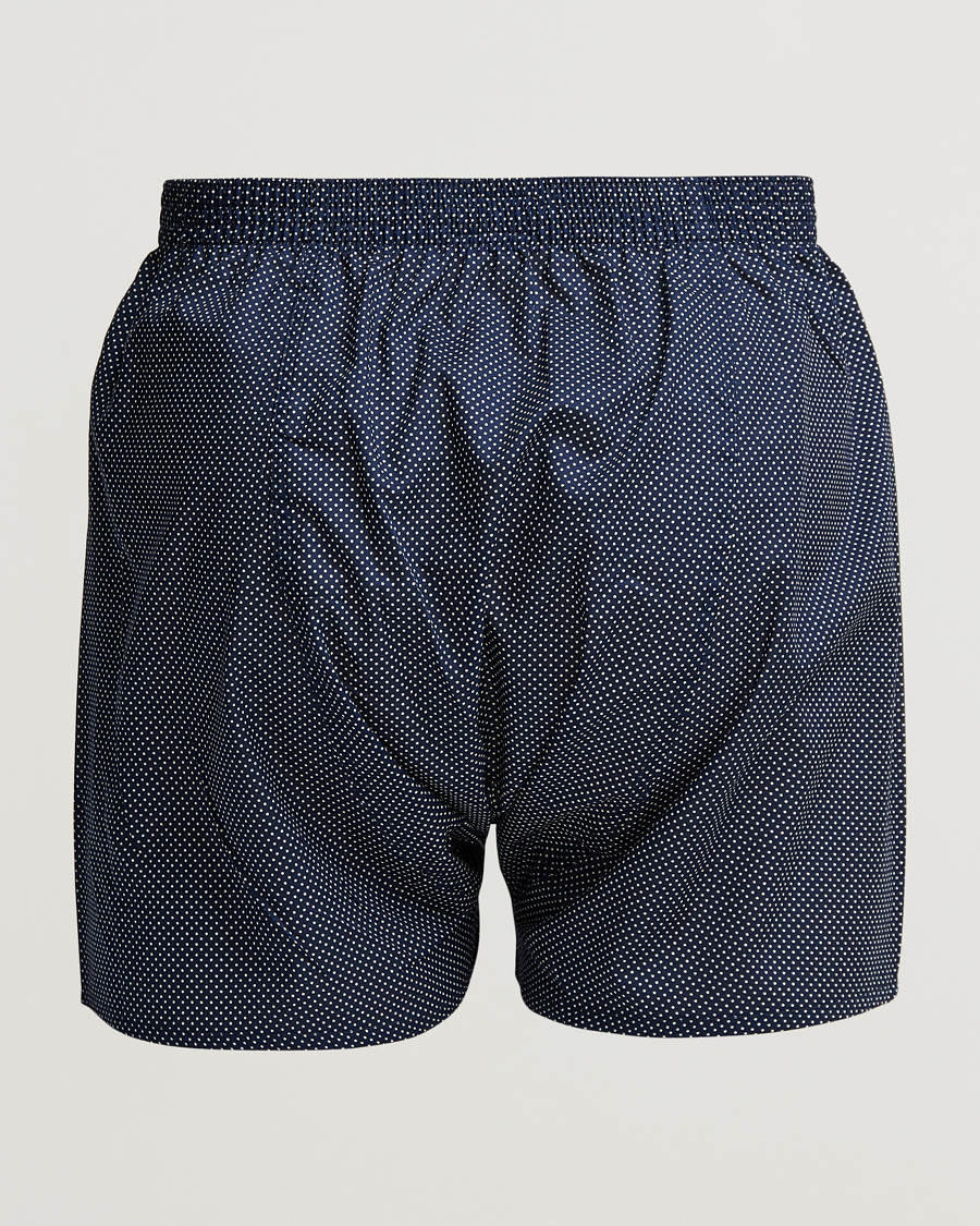 Hombres | Ropa interior | Derek Rose | Classic Fit Cotton Boxer Shorts Navy Polka Dot
