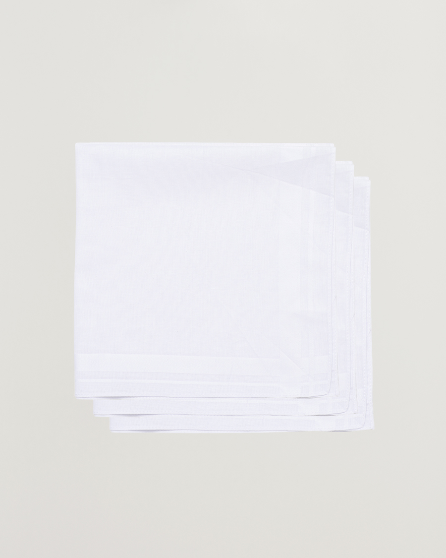 Hombres | Pañuelos de bolsillo | Amanda Christensen | 3-Pack Cotton Pocket Square White