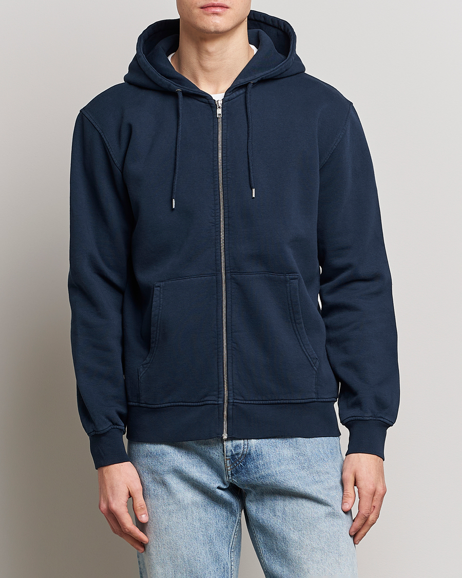 Hombres | Sudaderas con capucha | Colorful Standard | Classic Organic Full Zip Hood Navy Blue