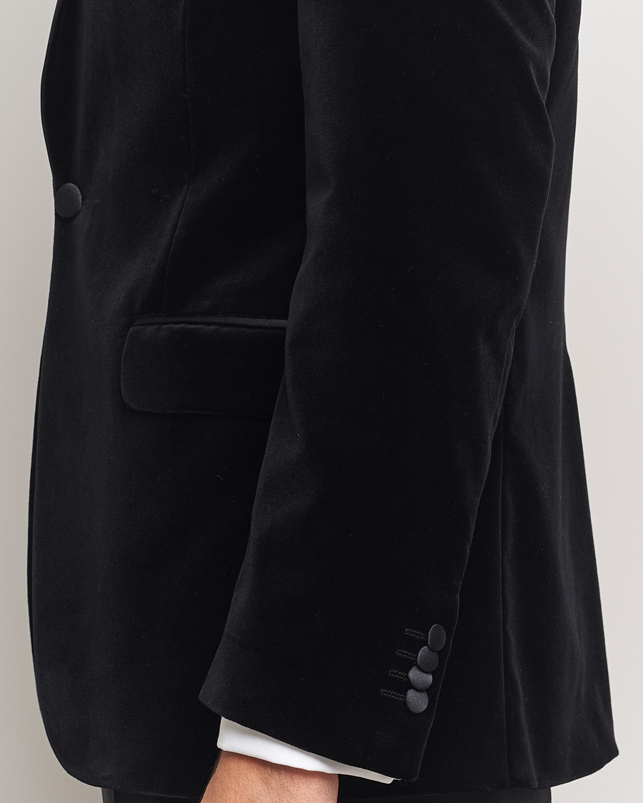 Hombres | Blazers | Oscar Jacobson | Frampton Velvet Tuxedo Blazer Black