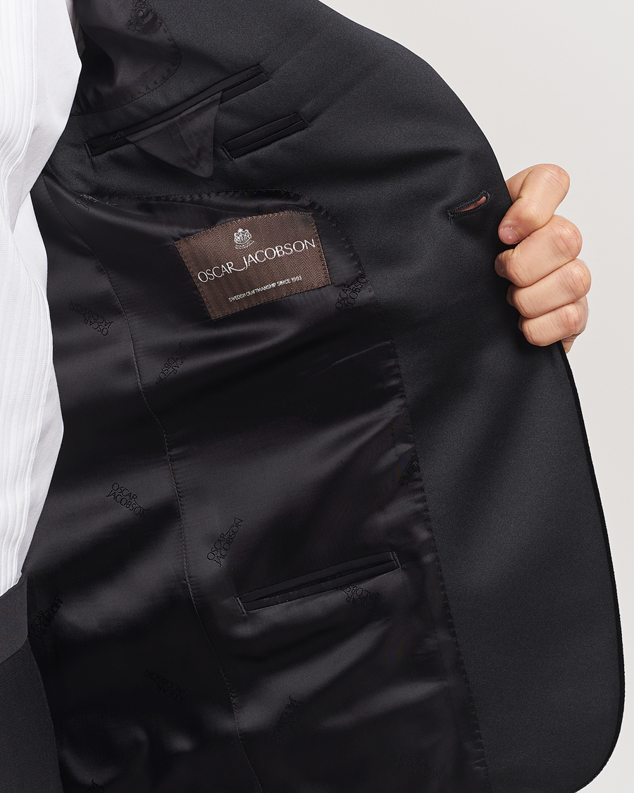 Hombres | Blazers | Oscar Jacobson | Frampton Velvet Tuxedo Blazer Black