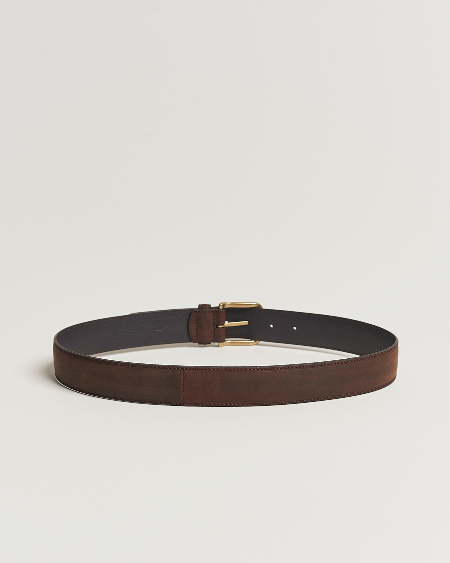 Hombres | Cinturones | Crockett & Jones | 3,5 cm Belt Dk Brown Rough-Out Suede