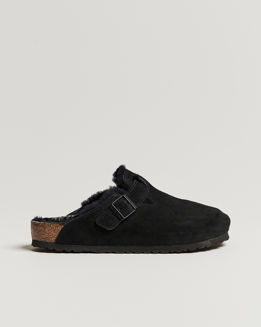 Hombres | BIRKENSTOCK Boston Shearling Black Suede | BIRKENSTOCK | Boston Shearling Black Suede
