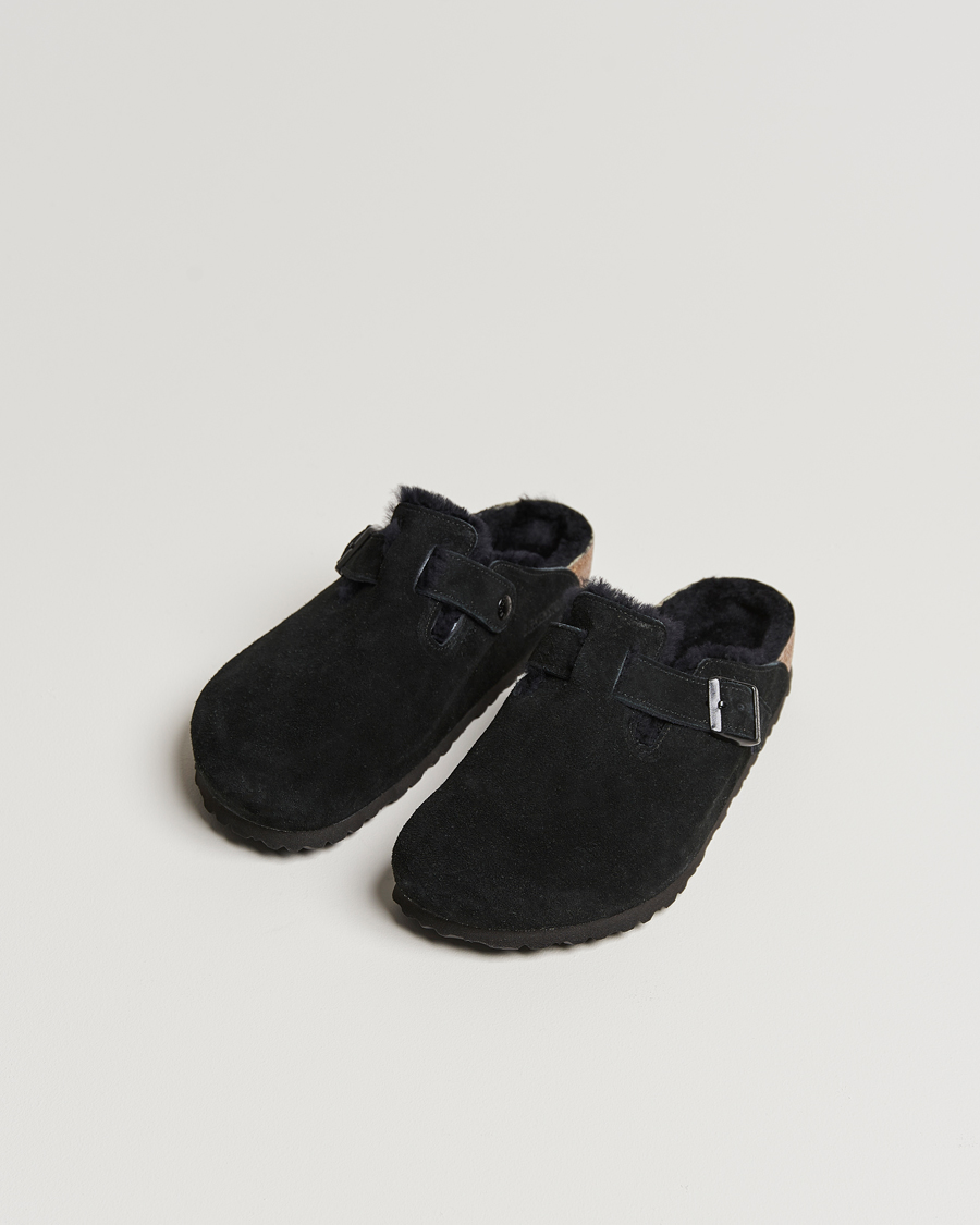 Hombres | BIRKENSTOCK Boston Shearling Black Suede | BIRKENSTOCK | Boston Shearling Black Suede