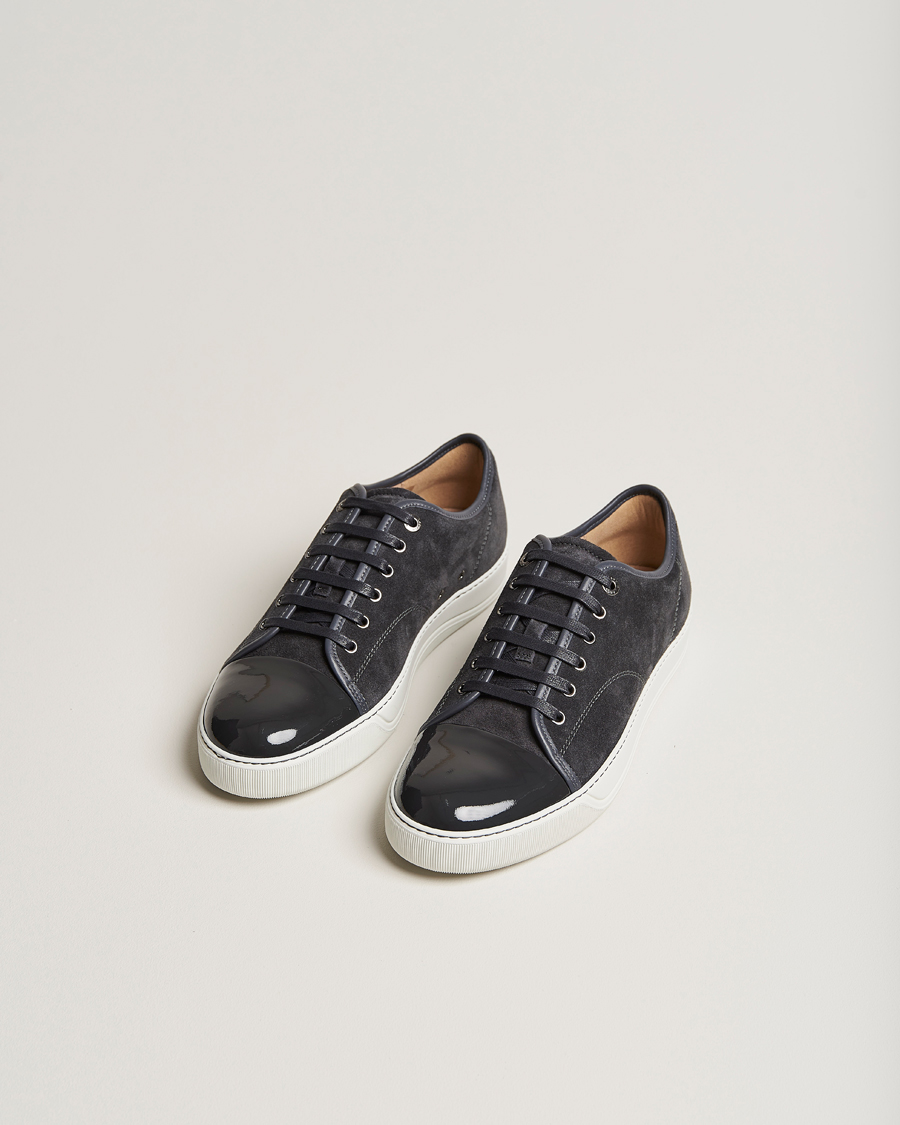 Men | Lanvin | Lanvin | Patent Cap Toe Sneaker Dark Grey