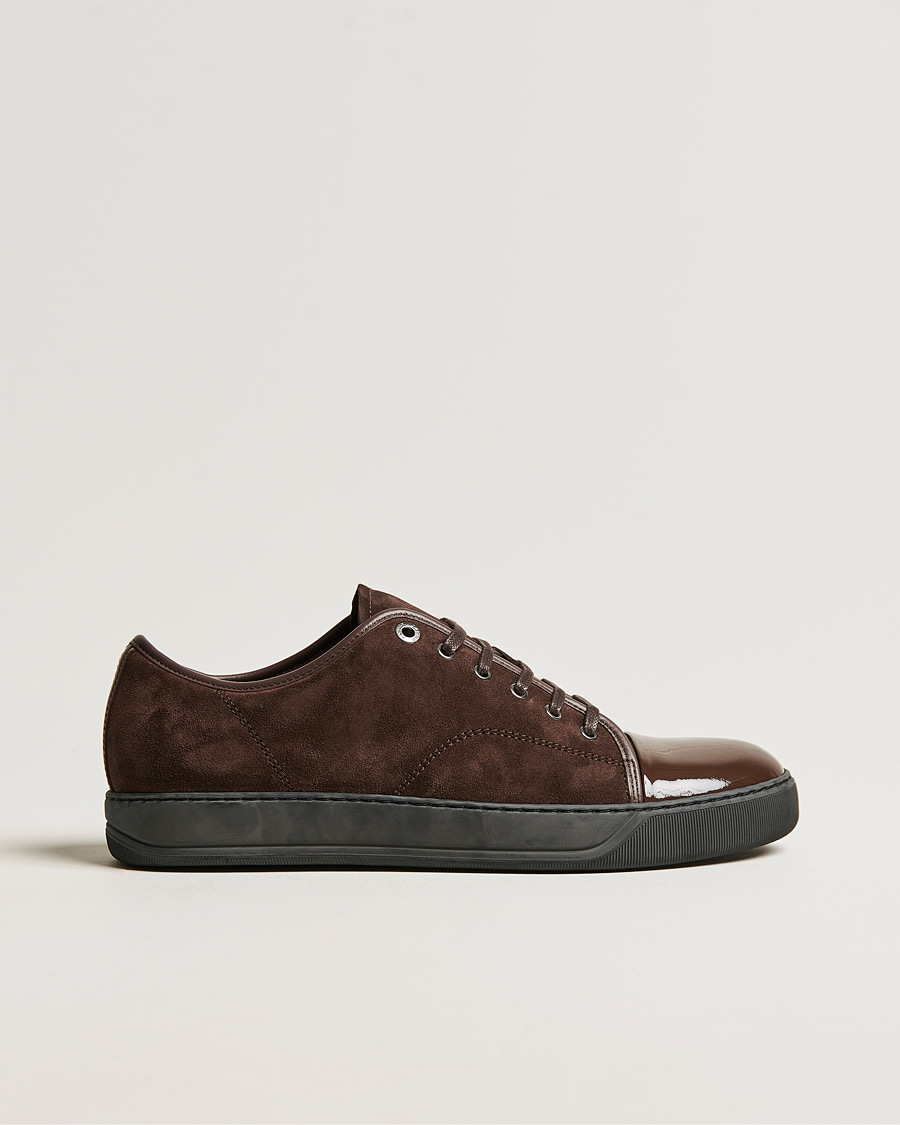 Hombres | Lanvin Patent Cap Toe Sneaker Dark Brown | Lanvin | Patent Cap Toe Sneaker Dark Brown