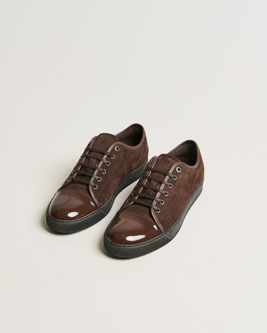 Hombres | Lanvin Patent Cap Toe Sneaker Dark Brown | Lanvin | Patent Cap Toe Sneaker Dark Brown