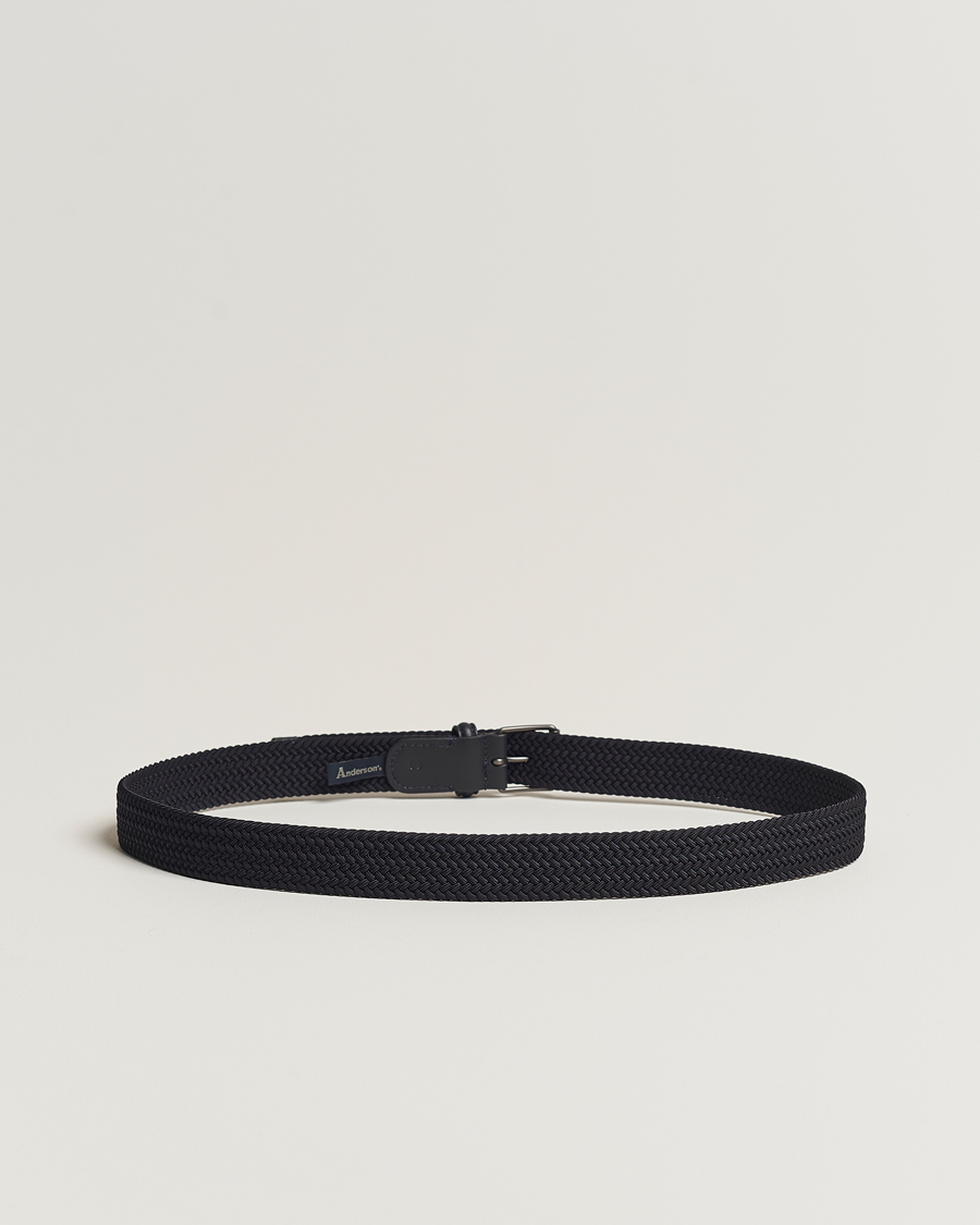 Hombres | Cinturones | Anderson's | Elastic Woven 3 cm Belt Navy