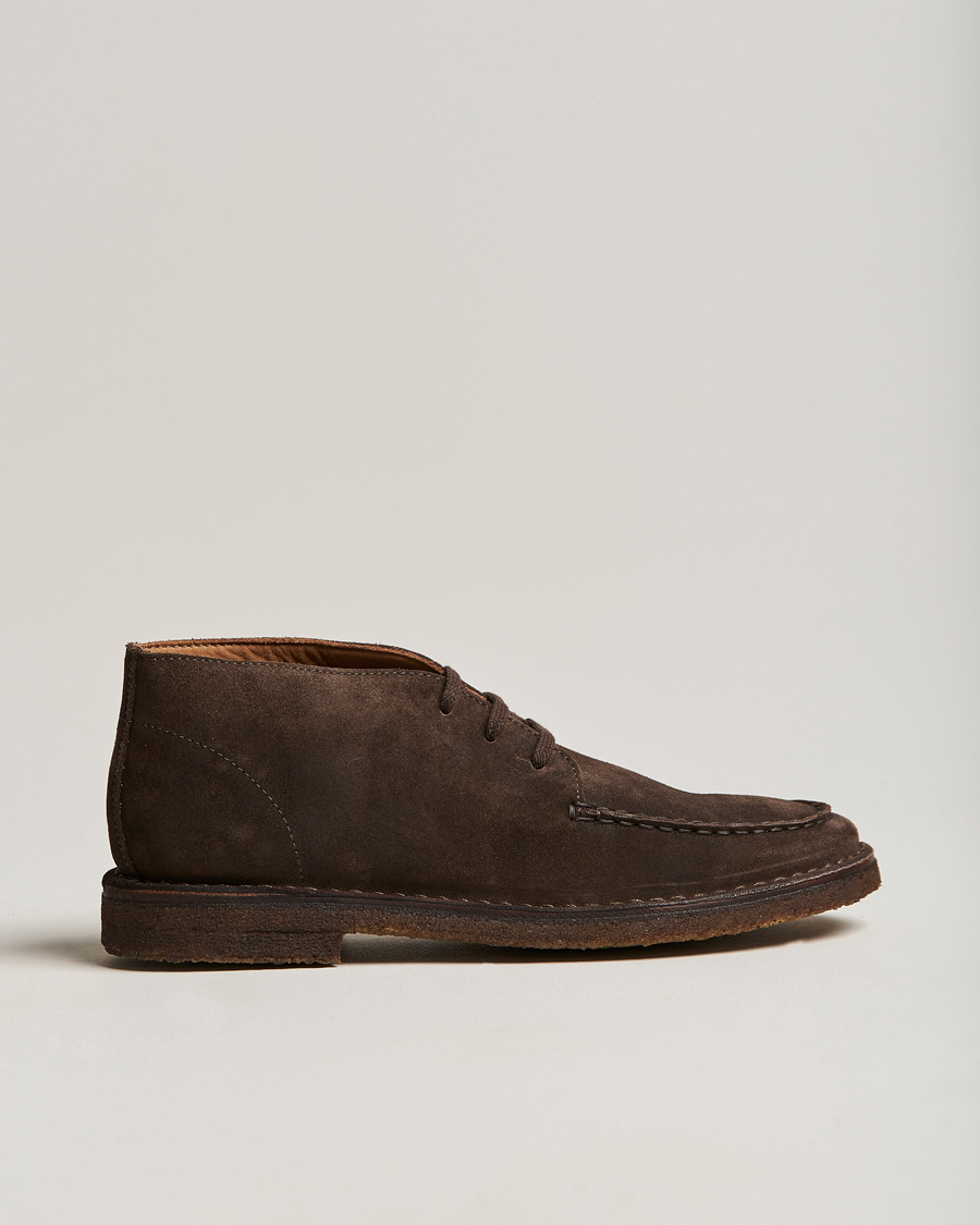 Hombres | Botas | Drake's | Crosby Moc-Toe Suede Chukka Boots Dark Brown
