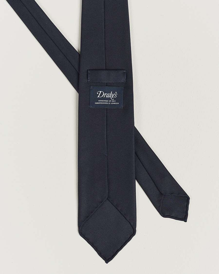 Hombres | Drake's Handrolled Woven Silk 8 cm Tie Navy | Drake's | Handrolled Woven Silk 8 cm Tie Navy