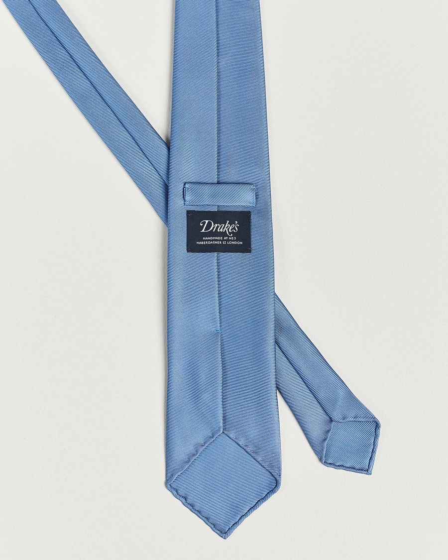 Hombres | Drake's Handrolled Woven Silk 8 cm Tie Blue | Drake's | Handrolled Woven Silk 8 cm Tie Blue